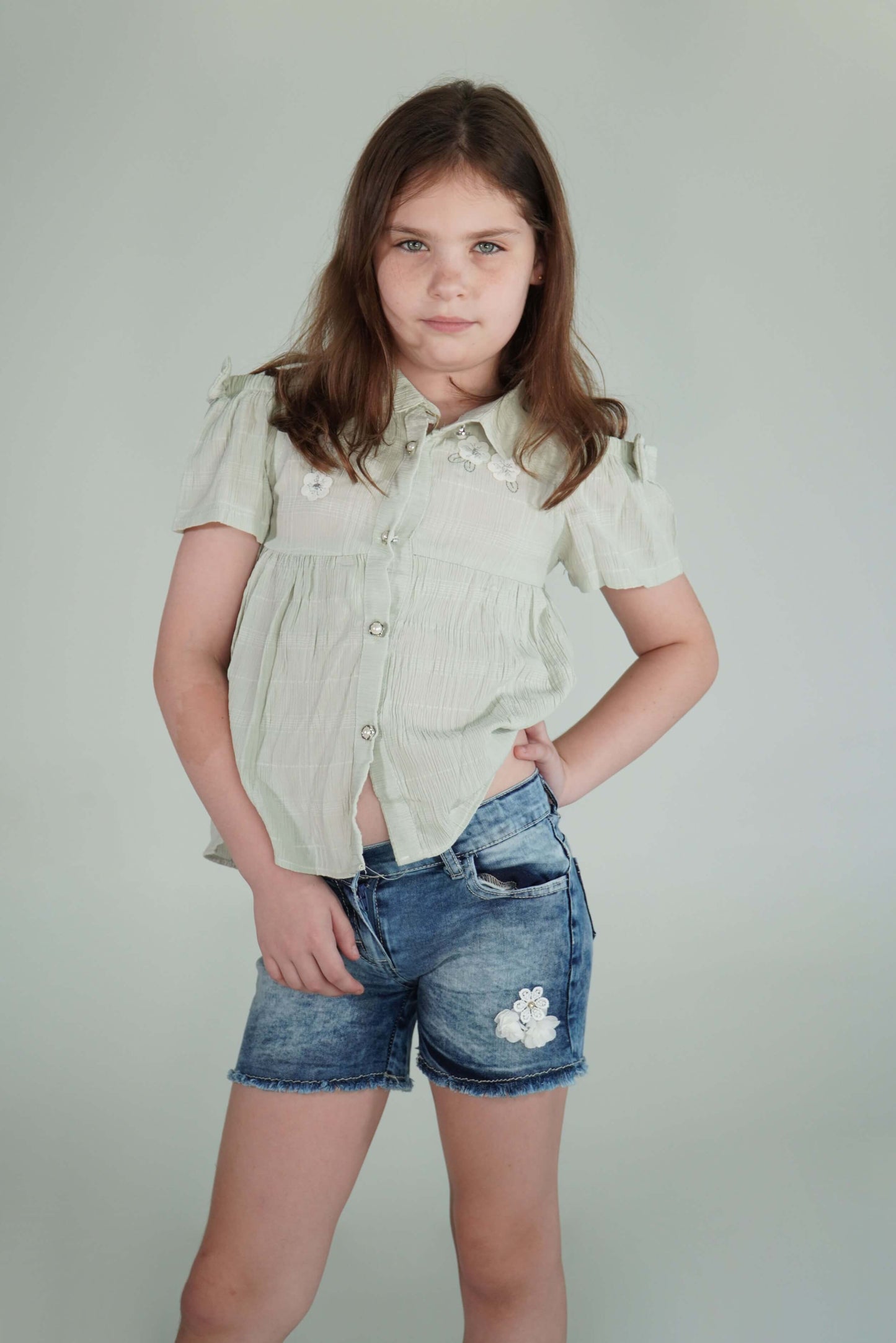 So Lime Flounced Blouse