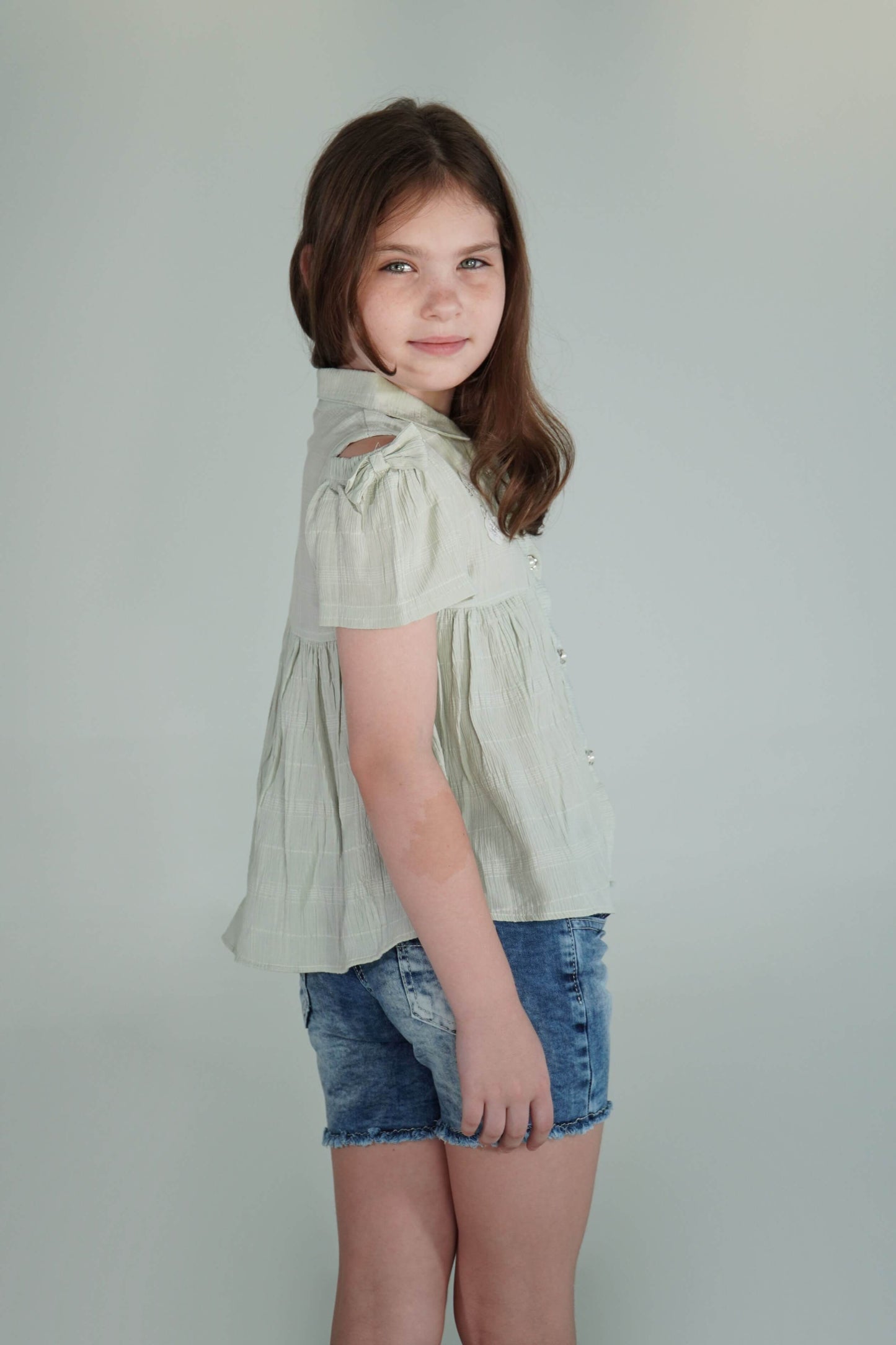 So Lime Flounced Blouse