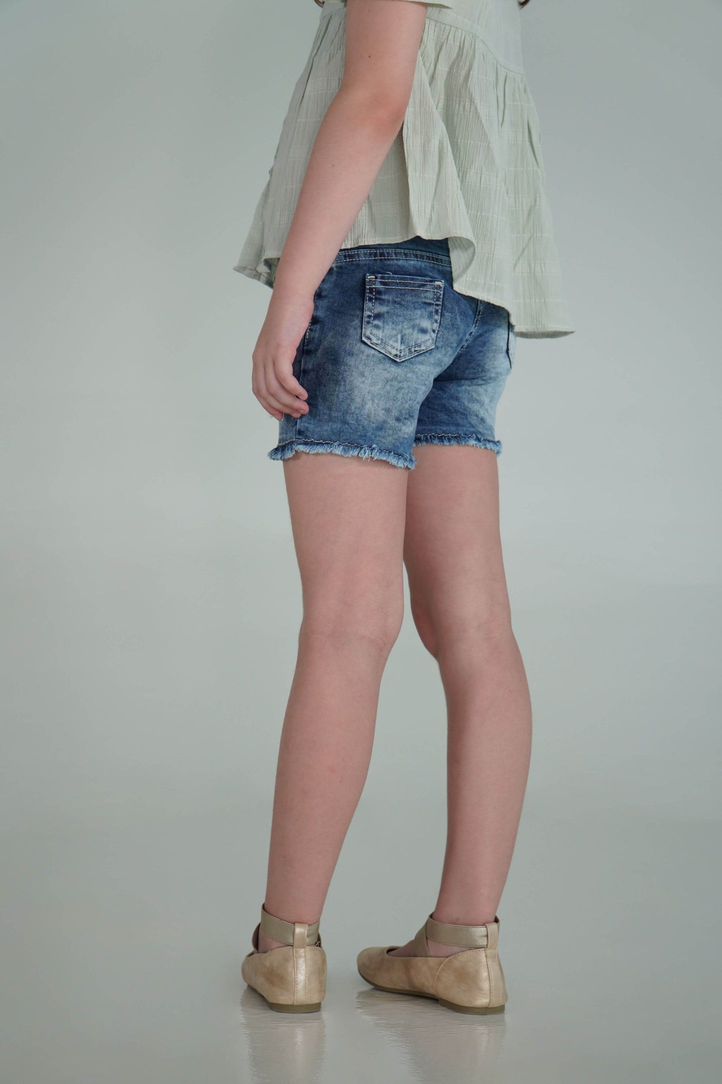 Sky Bloom Washed Denim Short