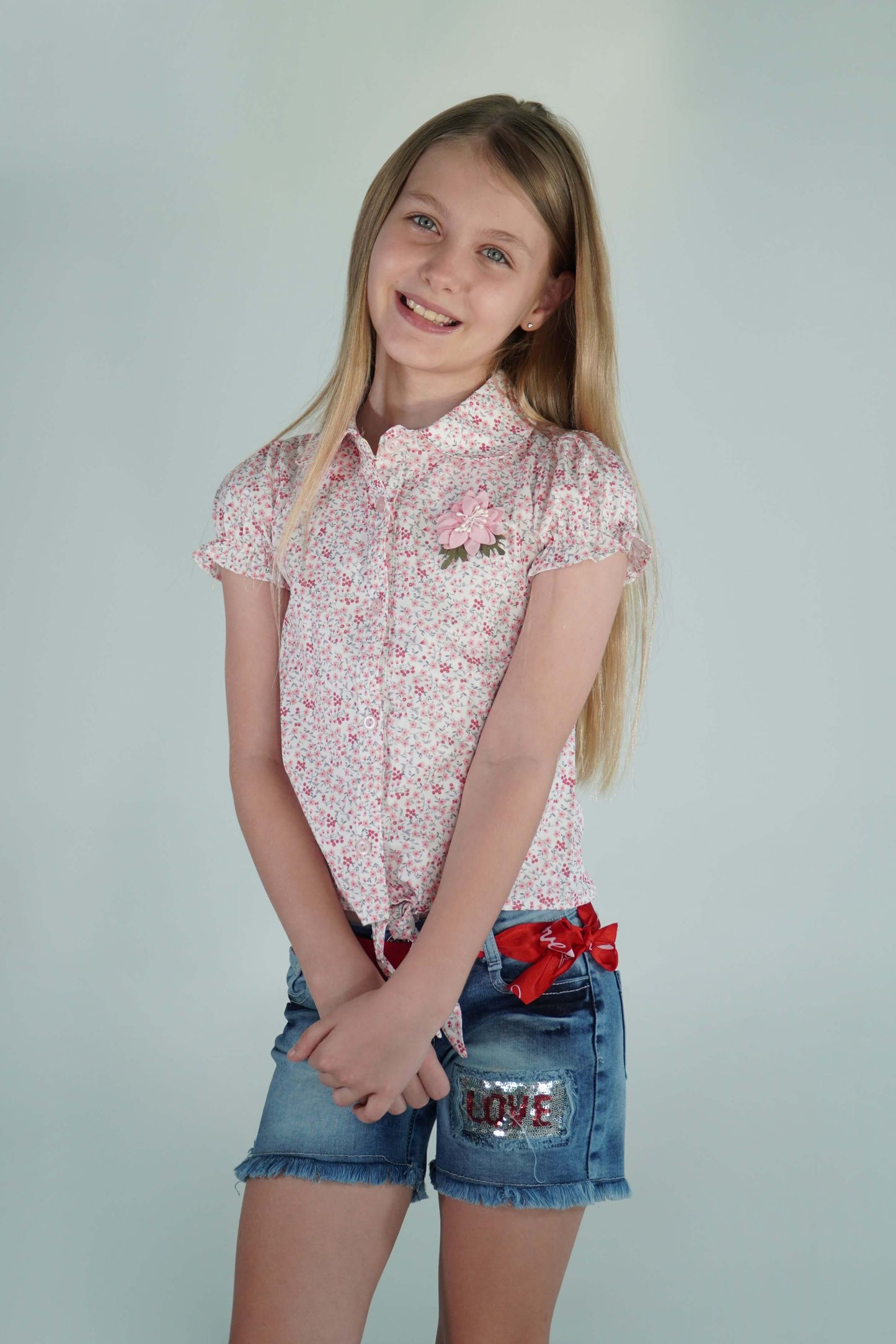 Adele Floral Short Sleeved Blouse