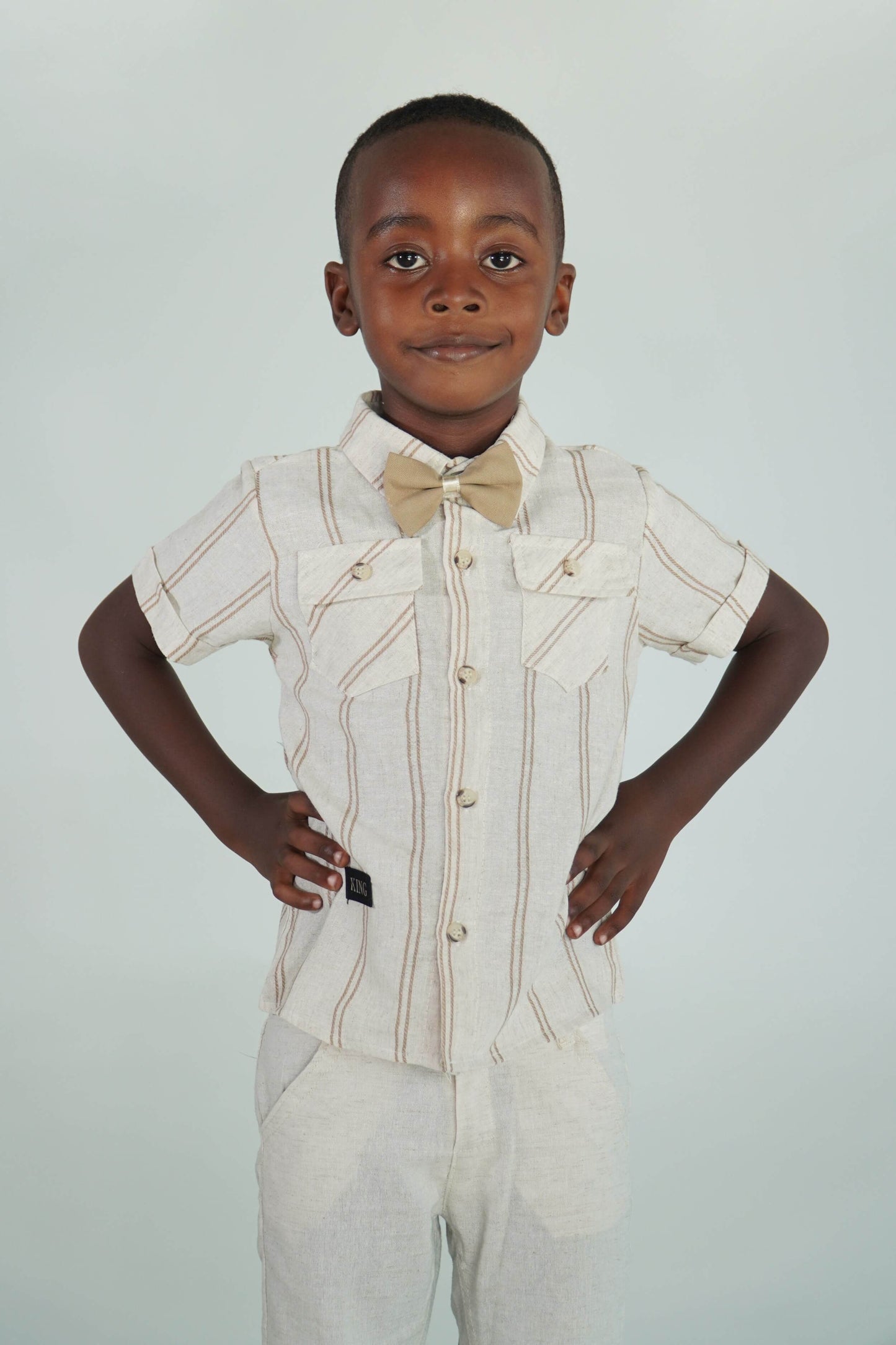 Mr Smarts Summer Shirt With Bow Tie