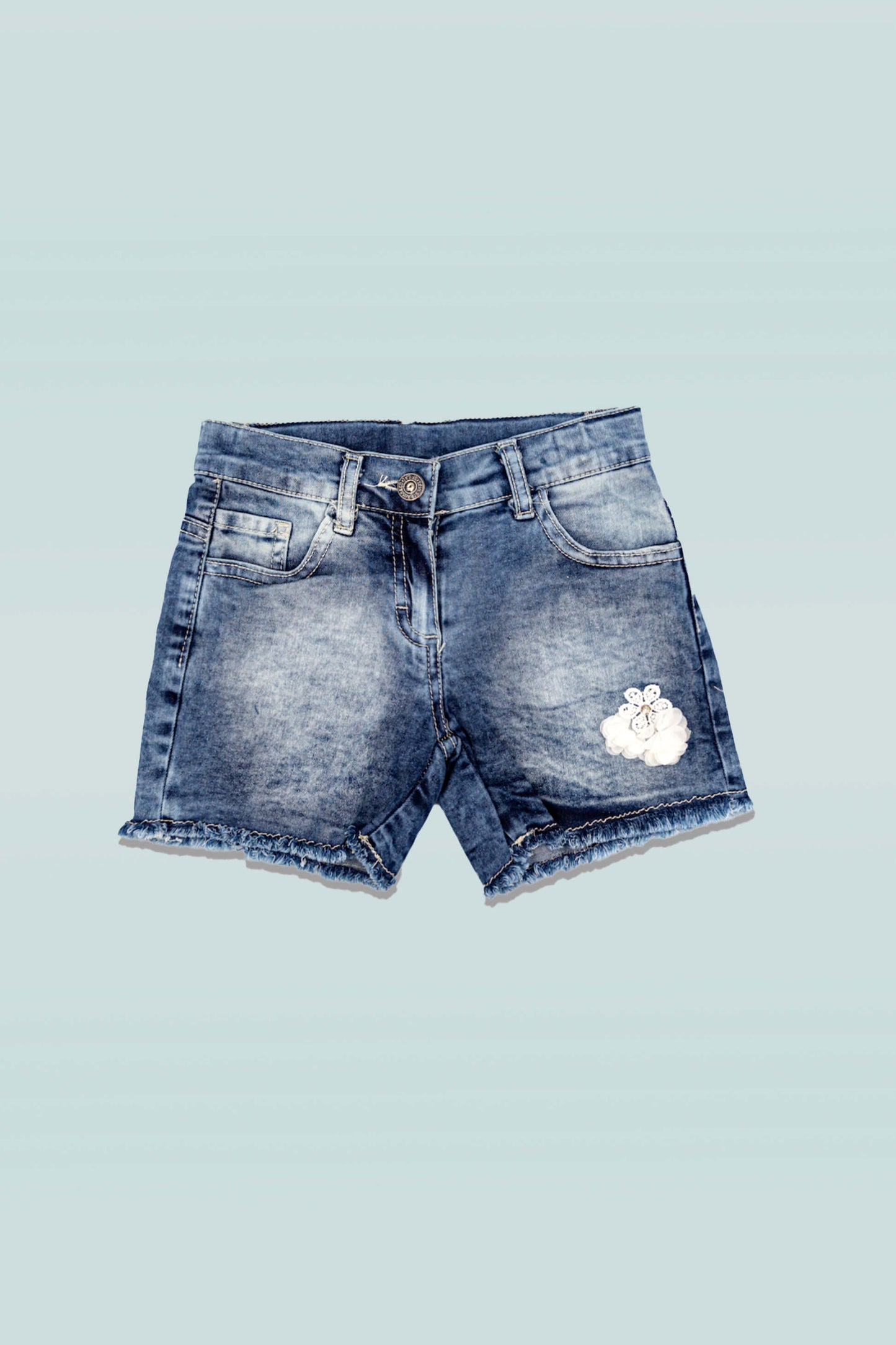 Sky Bloom Washed Denim Short