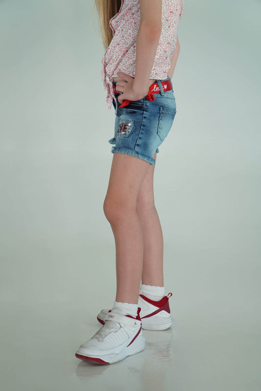 Love Denim Short With Belt