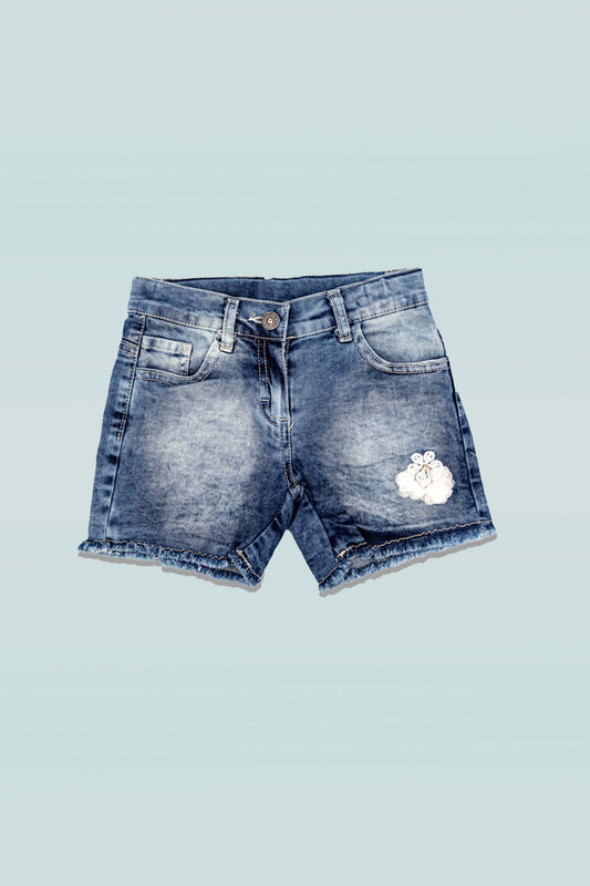Sky Bloom Washed Denim Short